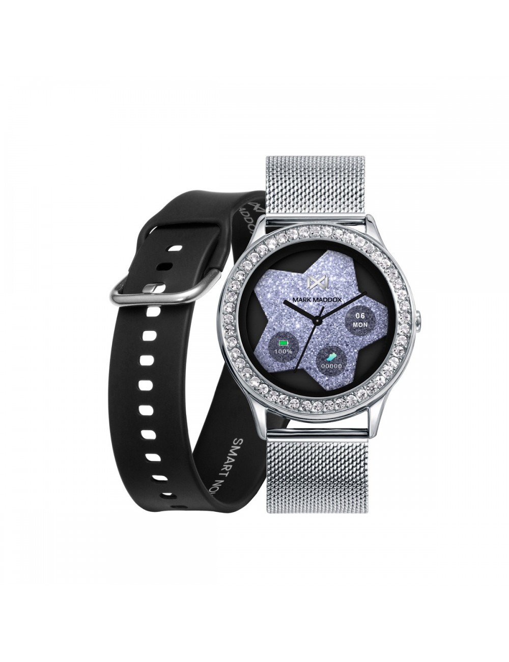 Mark Maddox Orologio Donna MC0018-00: Quadrante Argento, Cinturino Pelle Bianca E Cassa Metallica